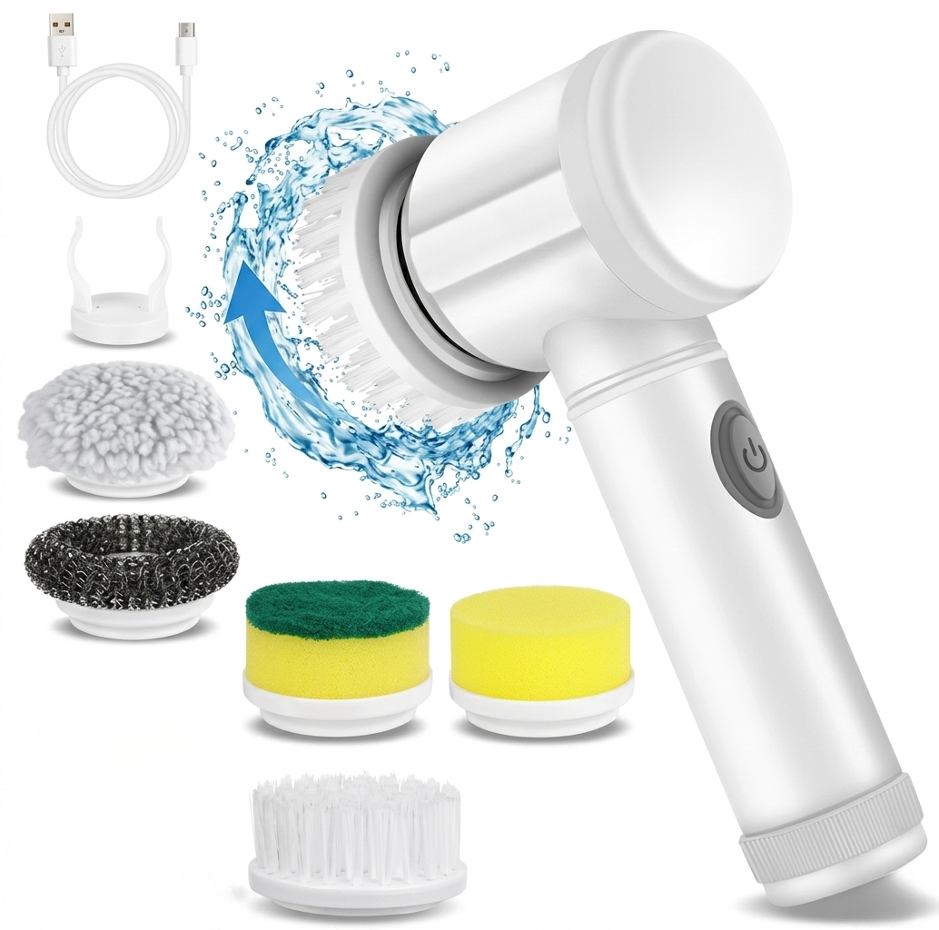 NuraClean™ Pro | 5 Başlıklı Şarjlı Otomatik Temizlik Fırçası