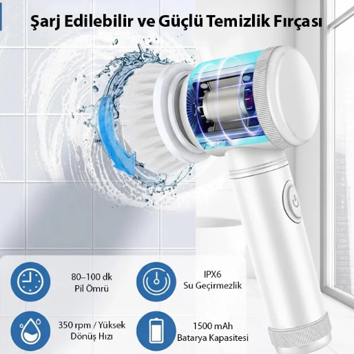 NuraClean™ Pro | 5 Başlıklı Şarjlı Otomatik Temizlik Fırçası